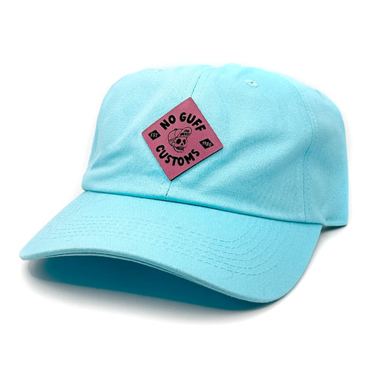 Blue Dad Hat with No Guff Leather Patch