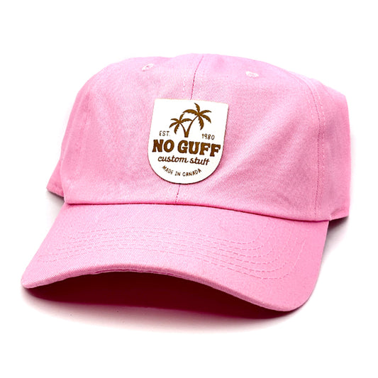 Pink Dad Hat with No Guff Leather Patch