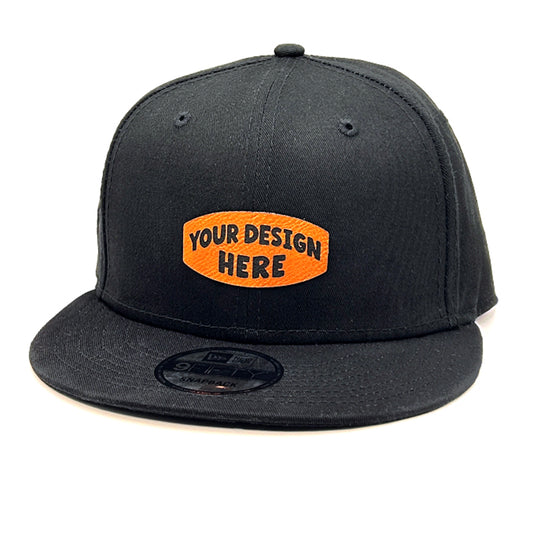 New Era Black Hat with Custom Faux Leather Patch